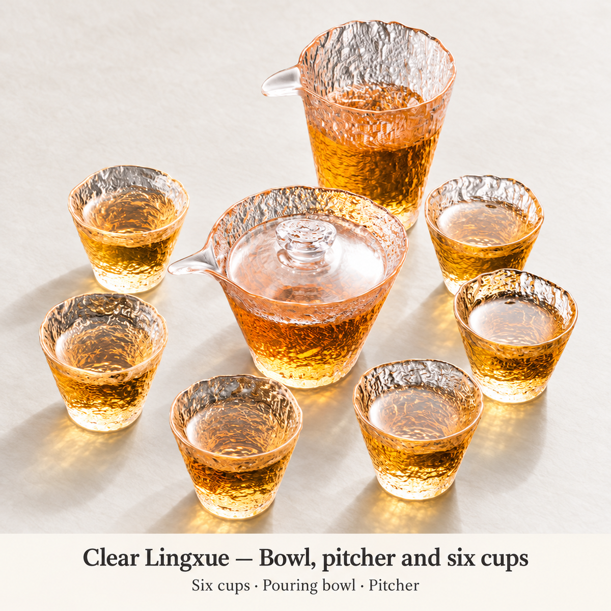 Clear Lingxue — Bowl, pitcher and six cups