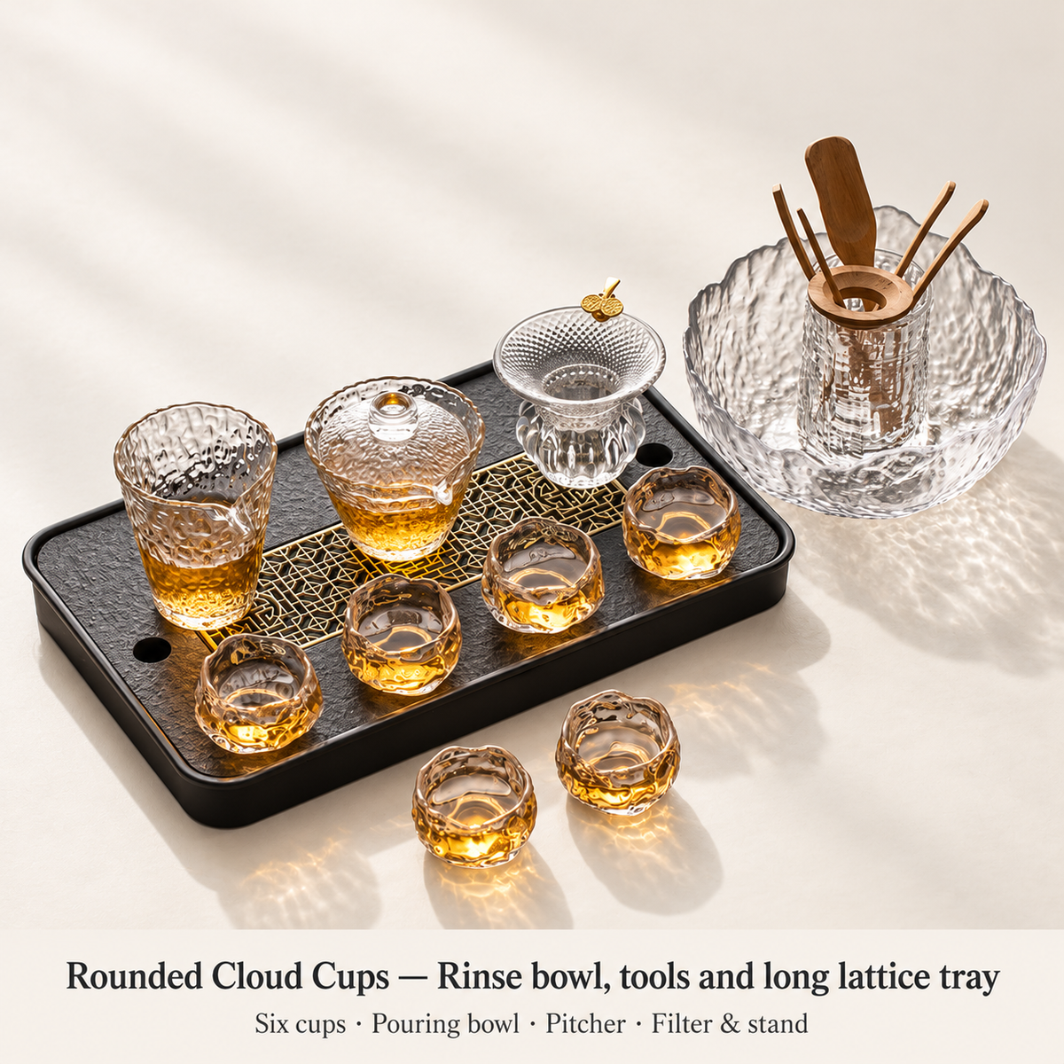 Rounded Cloud Cups — Rinse bowl, tools and long lattice tray