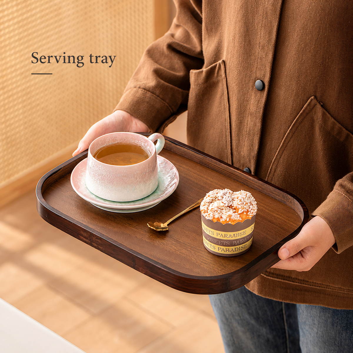 Walnut-Tone Serving Trays — image 3