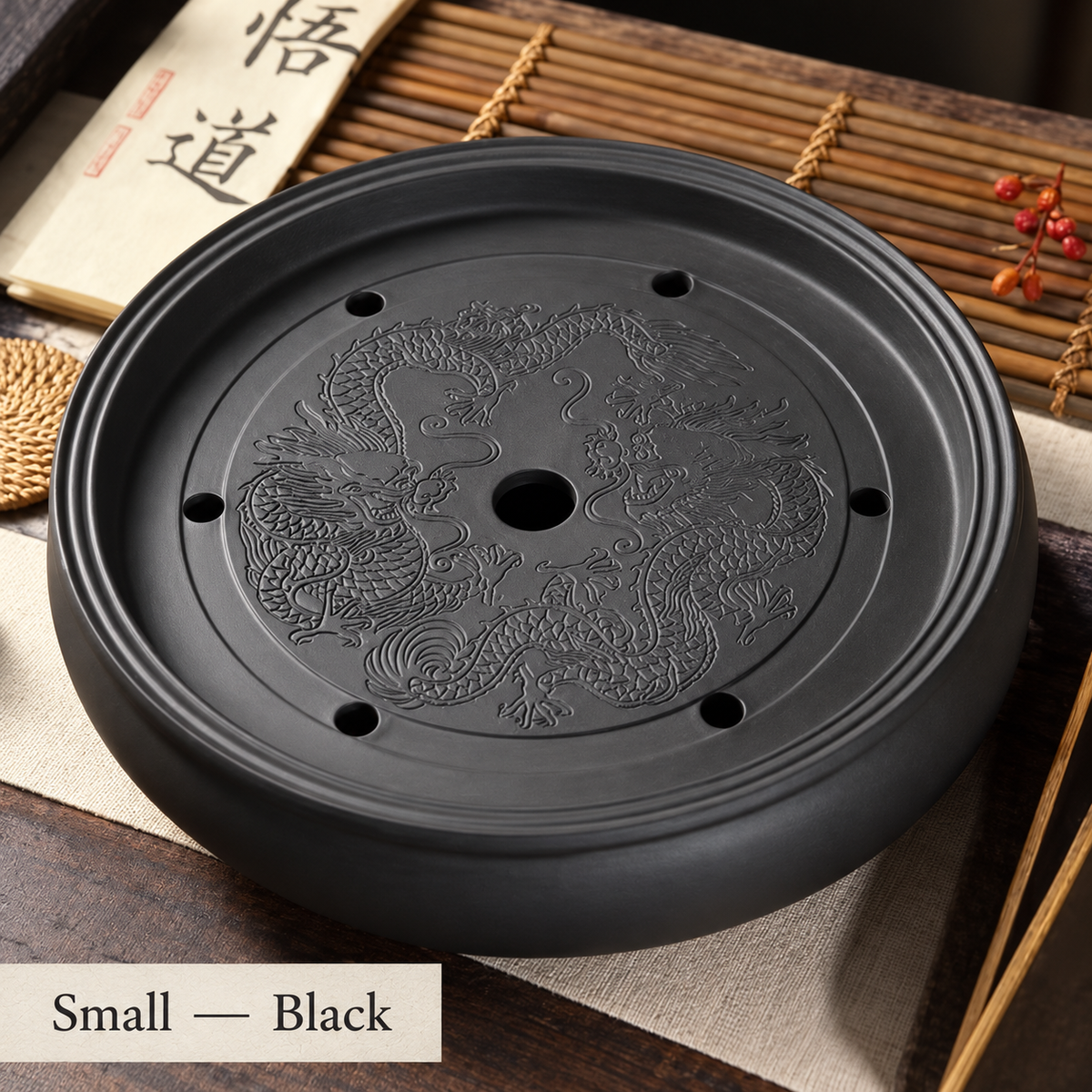 Dragon-Pattern Ceramic Tea Tray — image 8