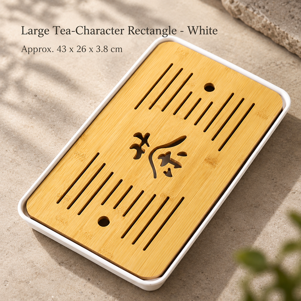 Large Tea-Character Rectangle - White
