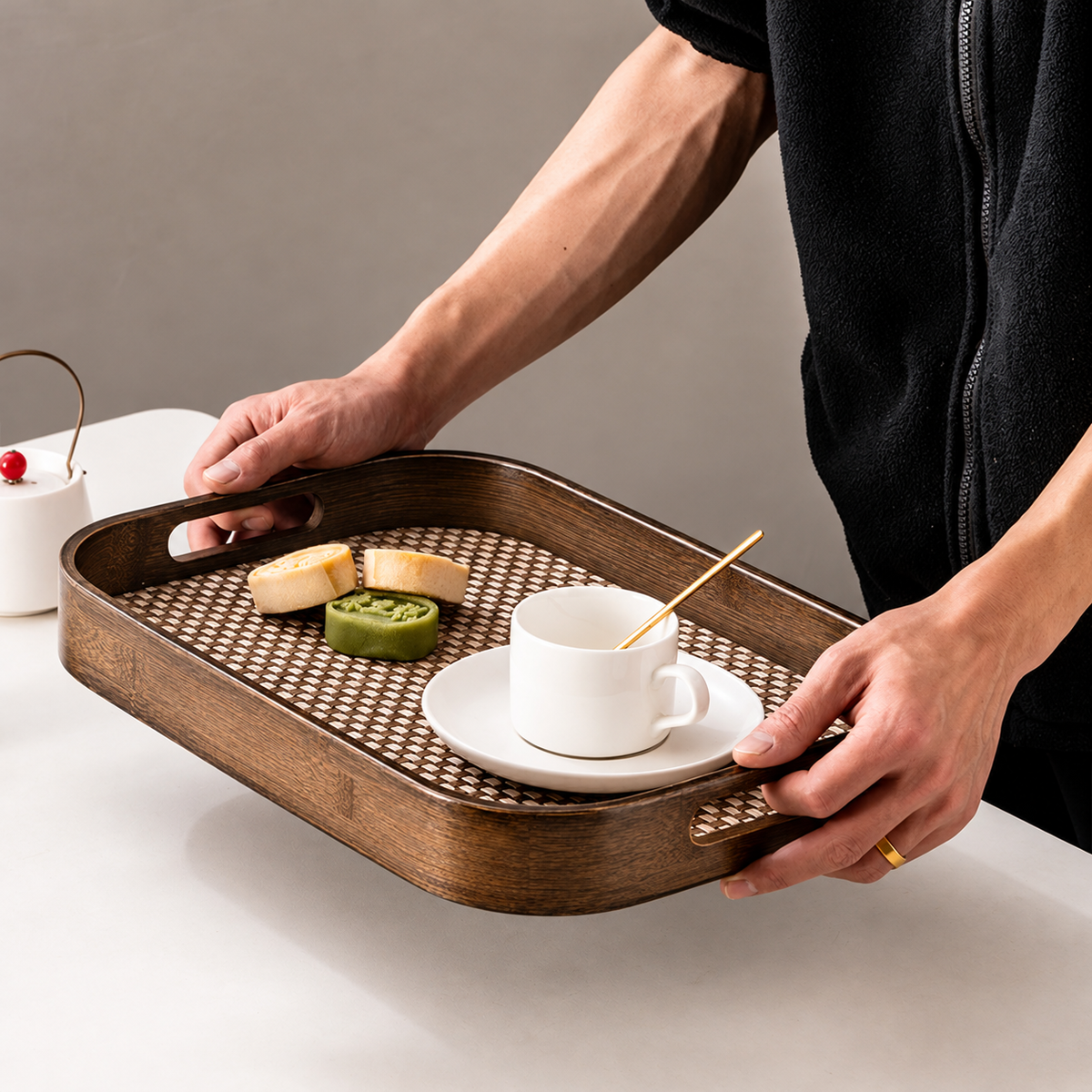 Dark Woven Serving Trays — image 3