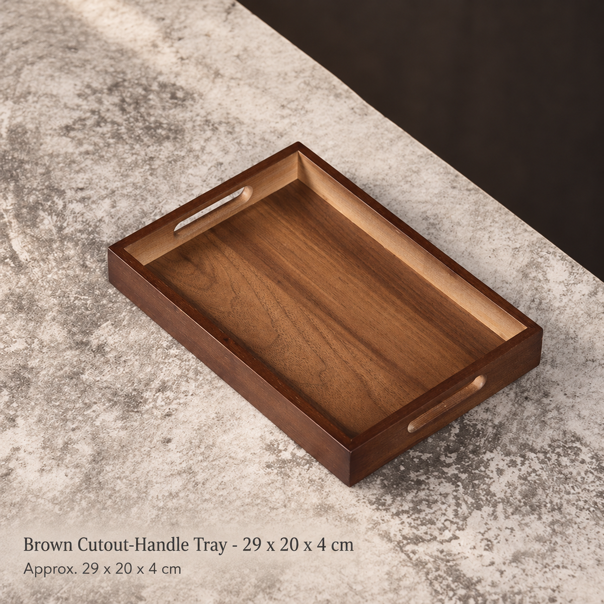 Brown Cutout-Handle Tray - 29 x 20 x 4 cm