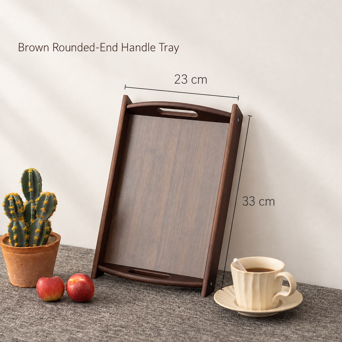 Brown Rounded-End Handle Tray - 33 x 23 cm