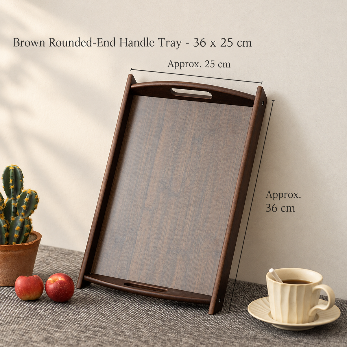 Brown Rounded-End Handle Tray - 36 x 25 cm