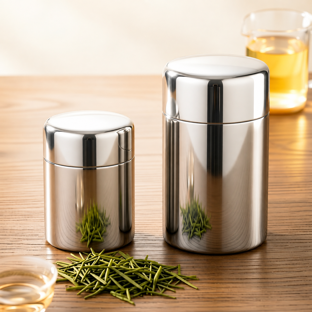 Silver Stainless-Steel Tea Canister with Inner Lid — image 3