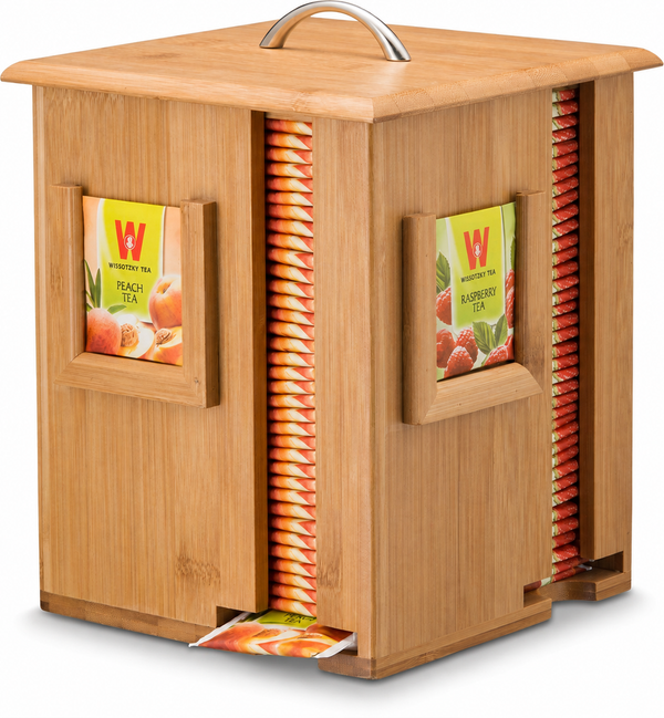 Four-Compartment Bamboo Tea Sachet Organizer