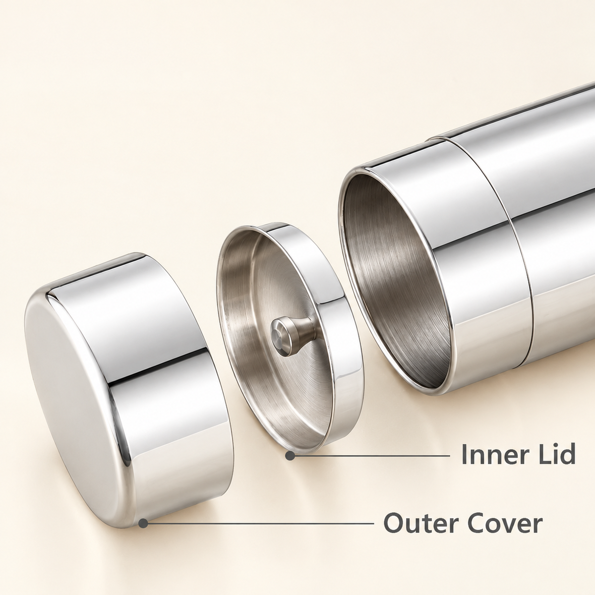 Double-Lid Stainless-Steel Tea Canister — image 3