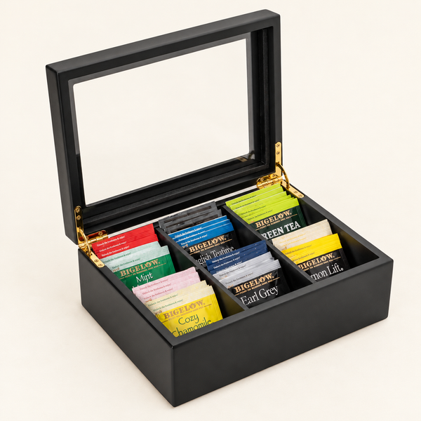 Black Clear-Top Tea-Bag Organizer