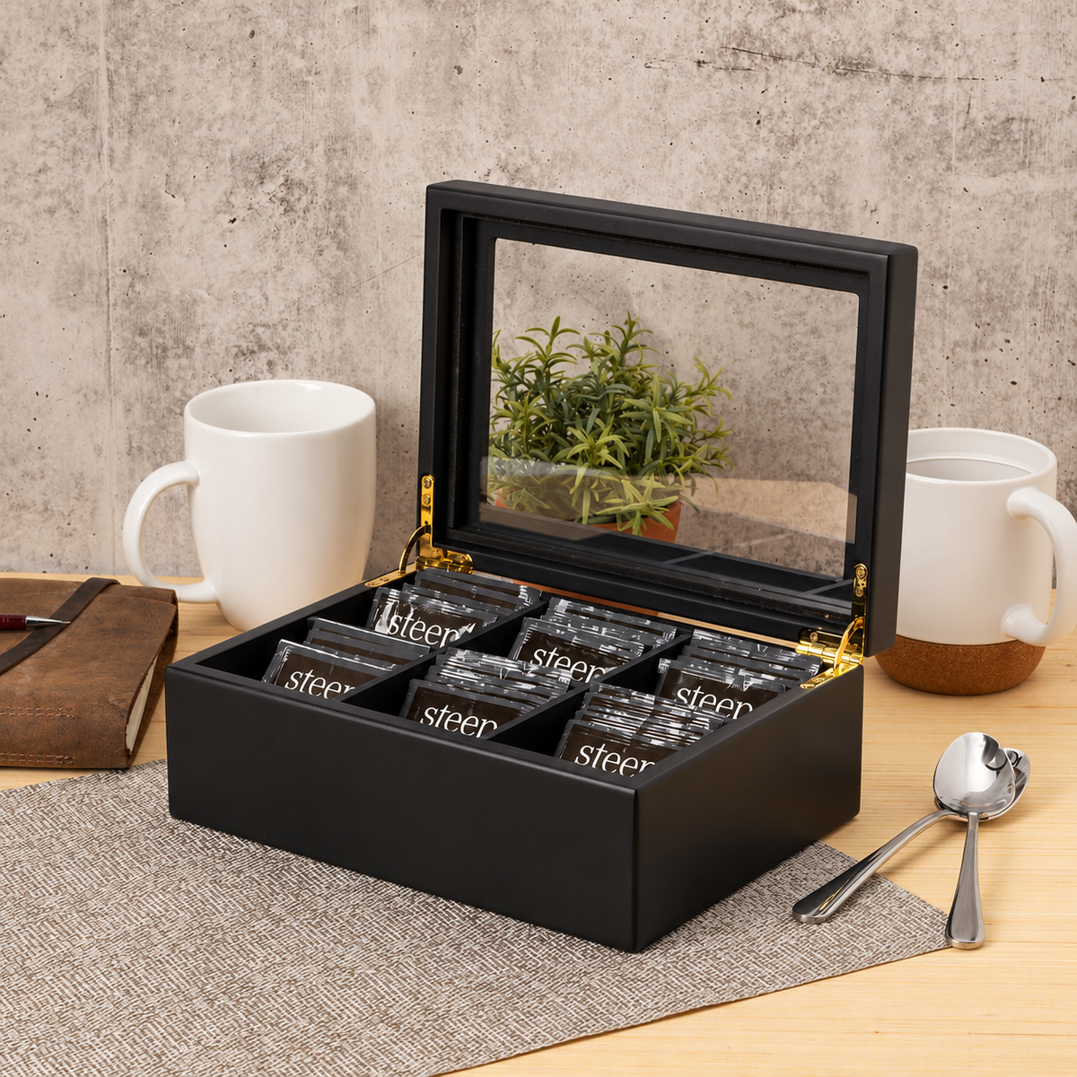 Black Clear-Top Tea-Bag Organizer — image 3