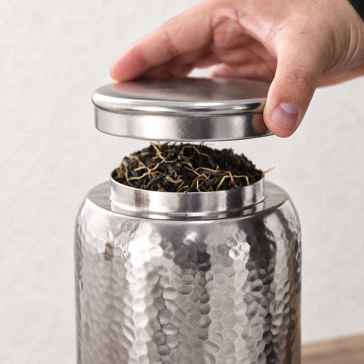 Hammered Silver-Grey Tea Canister — image 2