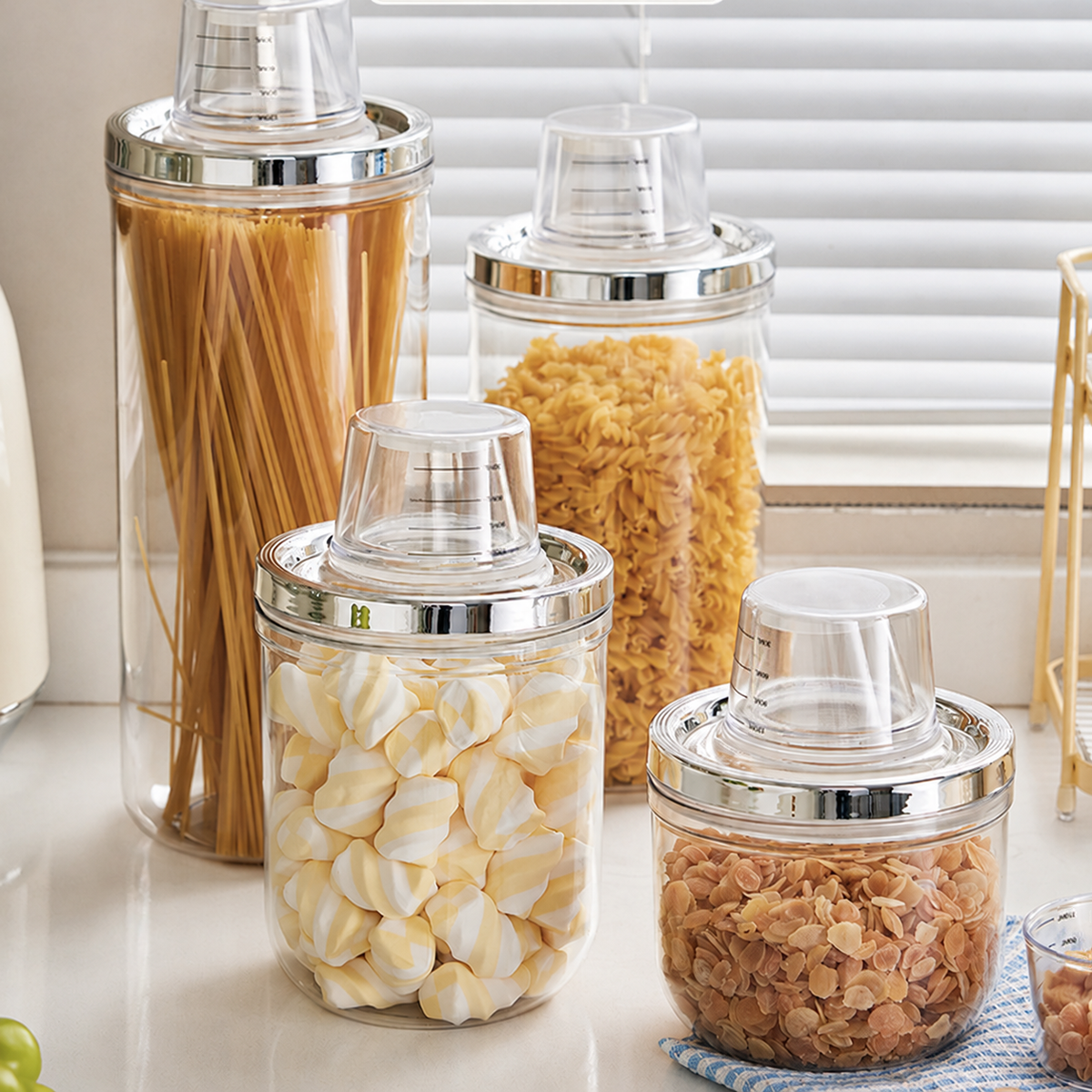 Clear Pouring Storage Jar with Measuring Cup — image 3