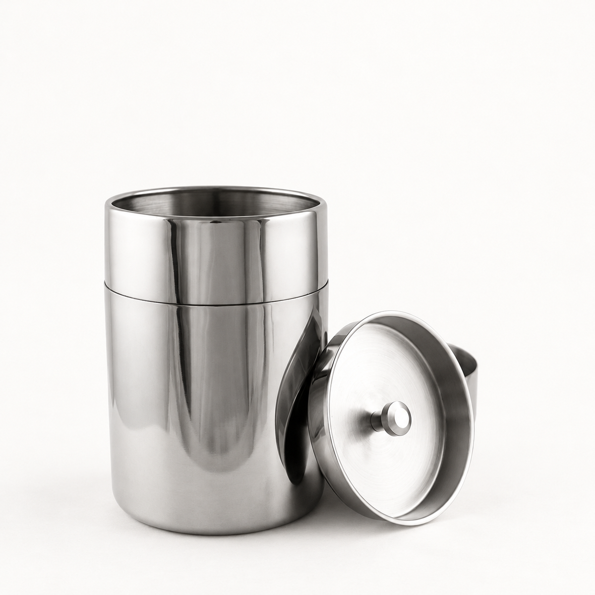 Polished Stainless Steel Tea Canister — image 2