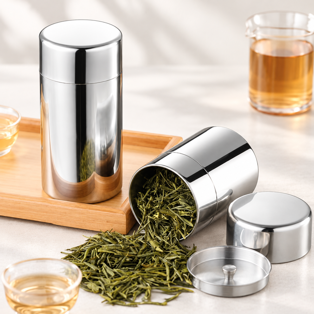 Polished Stainless Steel Tea Canister — image 6
