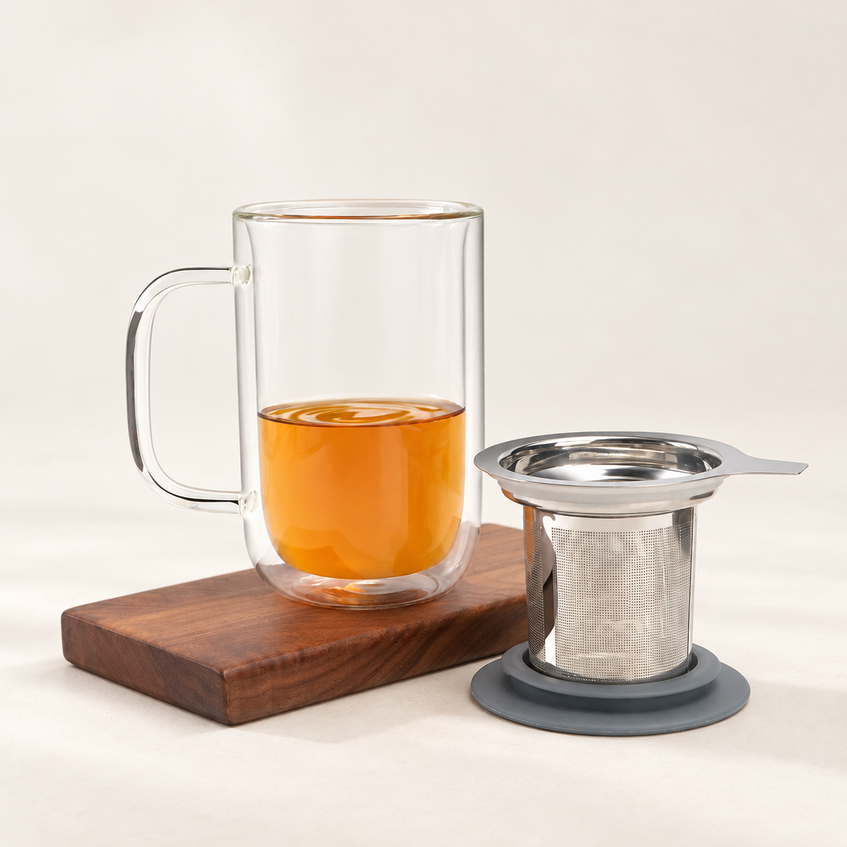 Double Wall Glass Tea Infuser Mug — image 3