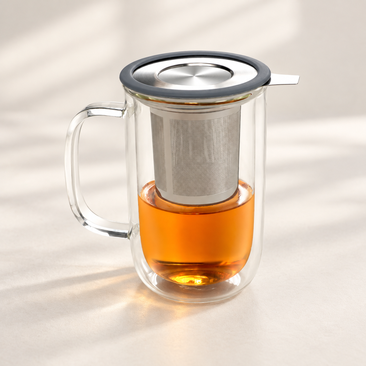 Double Wall Glass Tea Infuser Mug — image 6