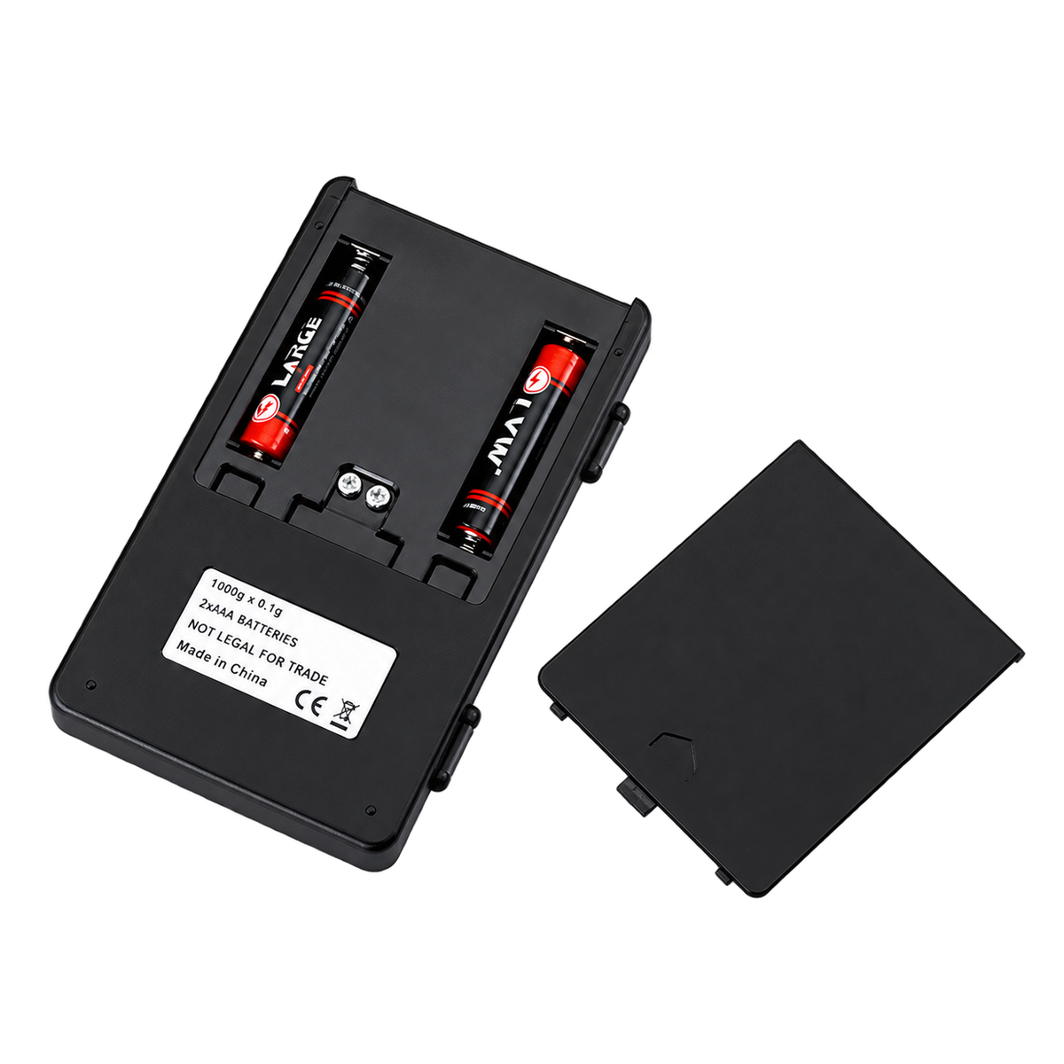 Two-AAA battery compartment.