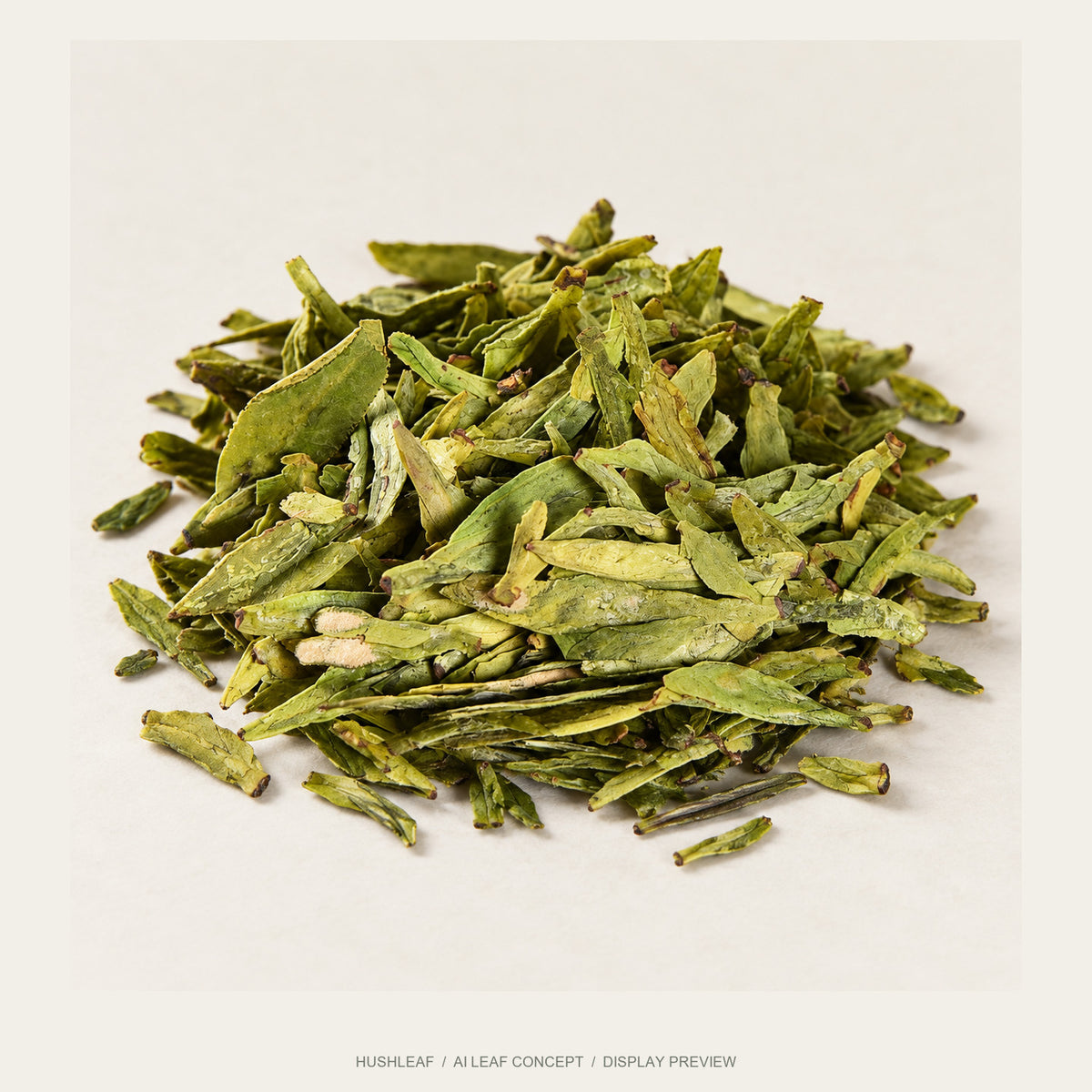 AI leaf concept — Da Fo Longjing Green Tea — Xinchang, Zhejiang