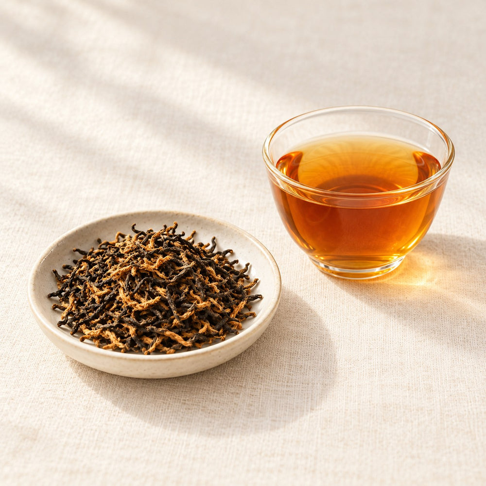 AI brewing scene concept — Bailin Gongfu Black Tea — Fuding, Fujian