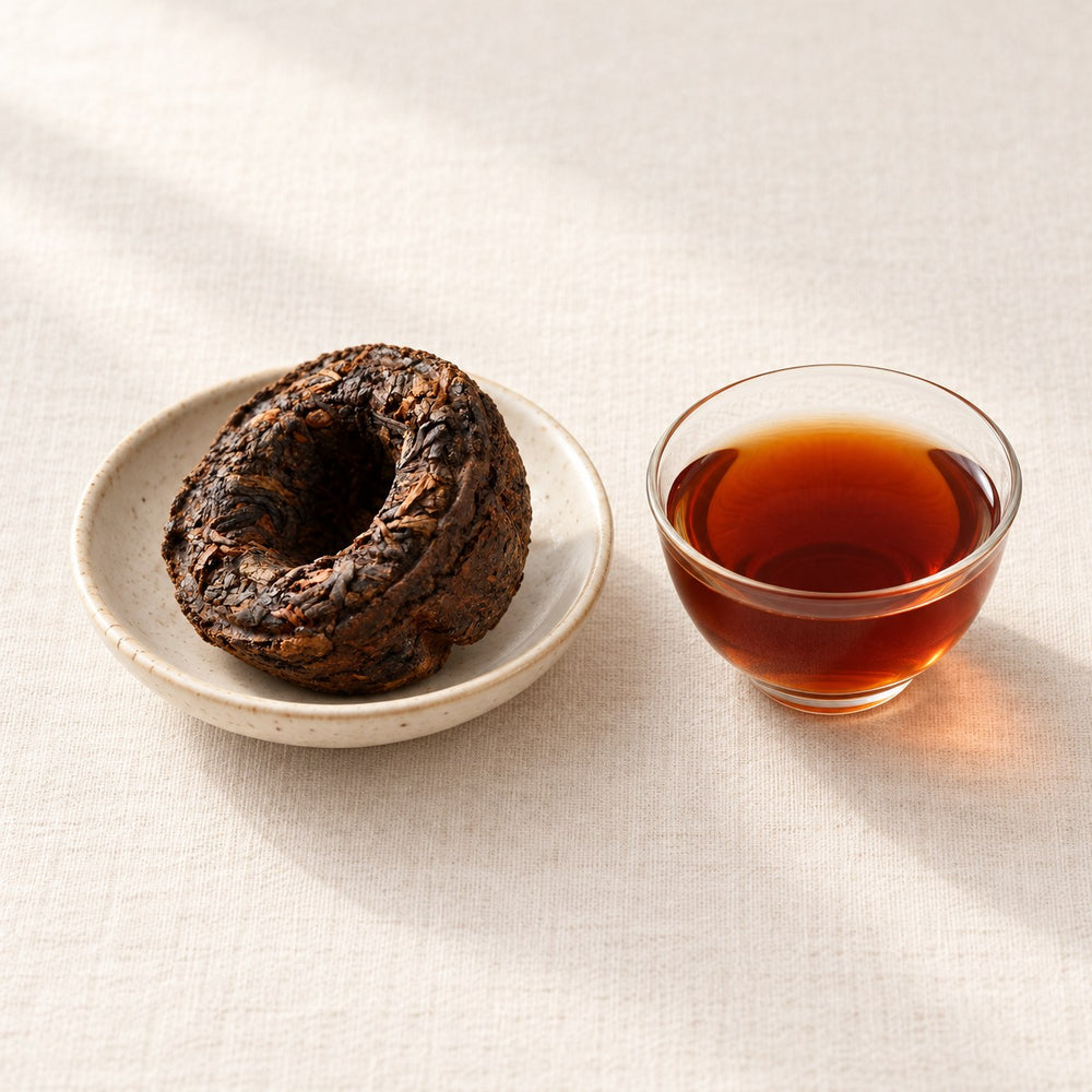 AI brewing scene concept — Golden Melon Ripe Puer Tuo — Menghai