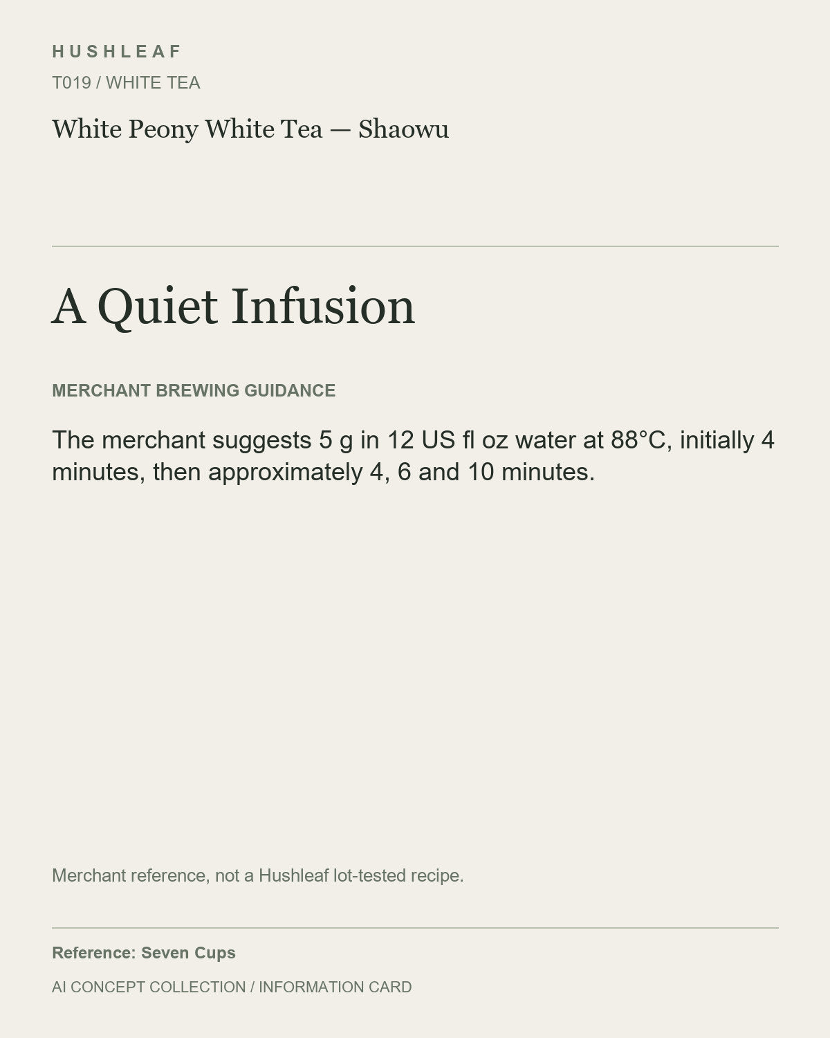 AI concept collection — brewing information card — White Peony White Tea — Shaowu