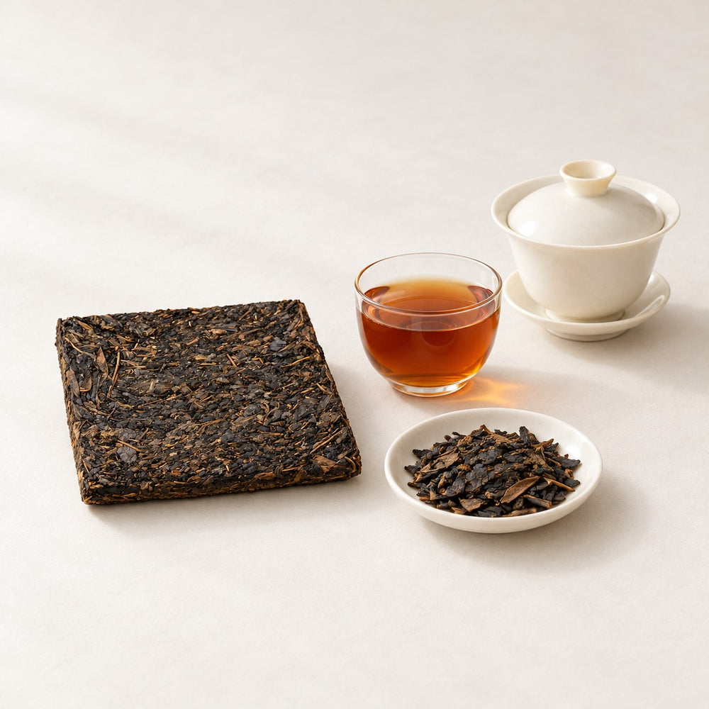 AI brewing scene concept — Fu Brick Dark Tea — Yiyang, Hunan