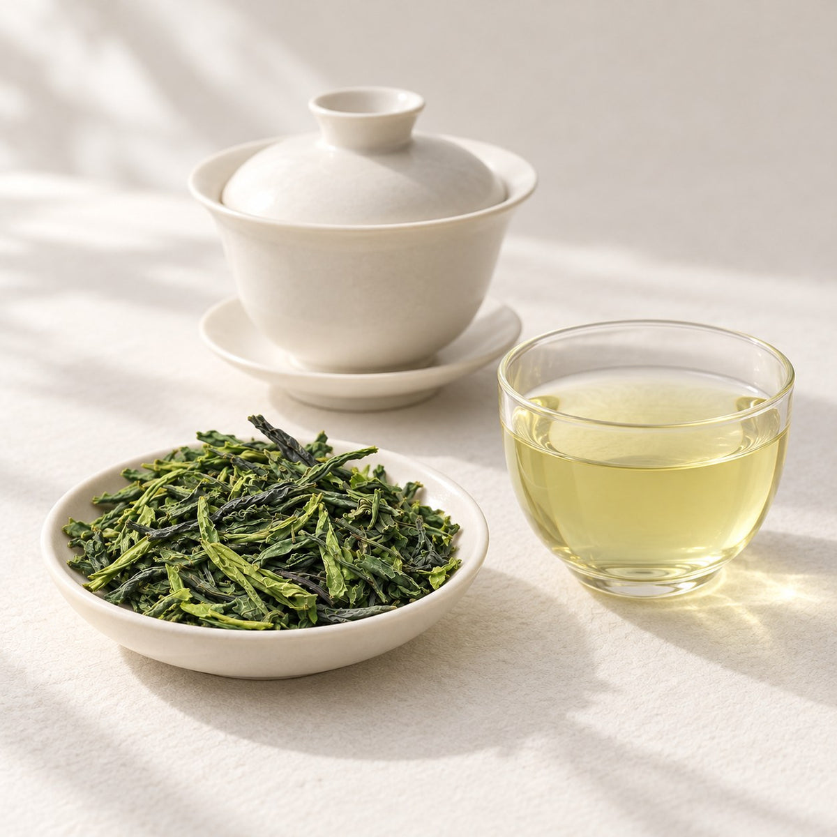 AI brewing scene concept — Luan Gua Pian Green Tea — Qitoushan, Jinzhai