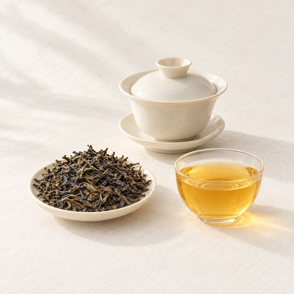 AI brewing scene concept — Mengding Huang Da Cha Yellow Tea — Yaan