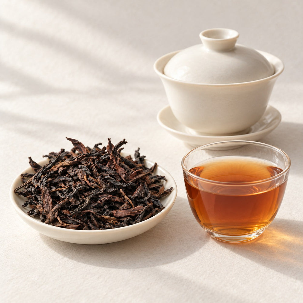 AI brewing scene concept — Rougui Rock Oolong — Yangdunyan
