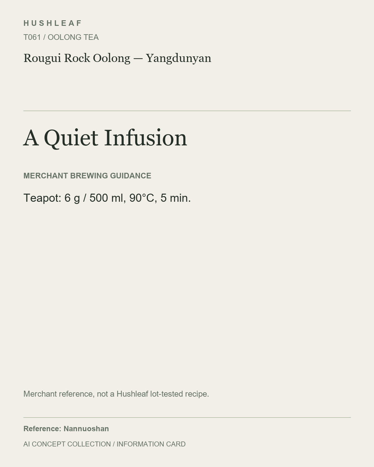 AI concept collection — brewing information card — Rougui Rock Oolong — Yangdunyan