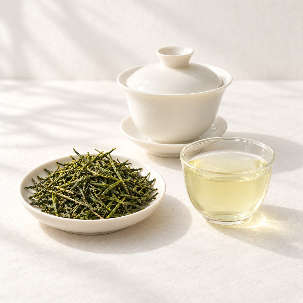 AI brewing scene concept — Enshi Yulu Steamed Green Tea — Hubei