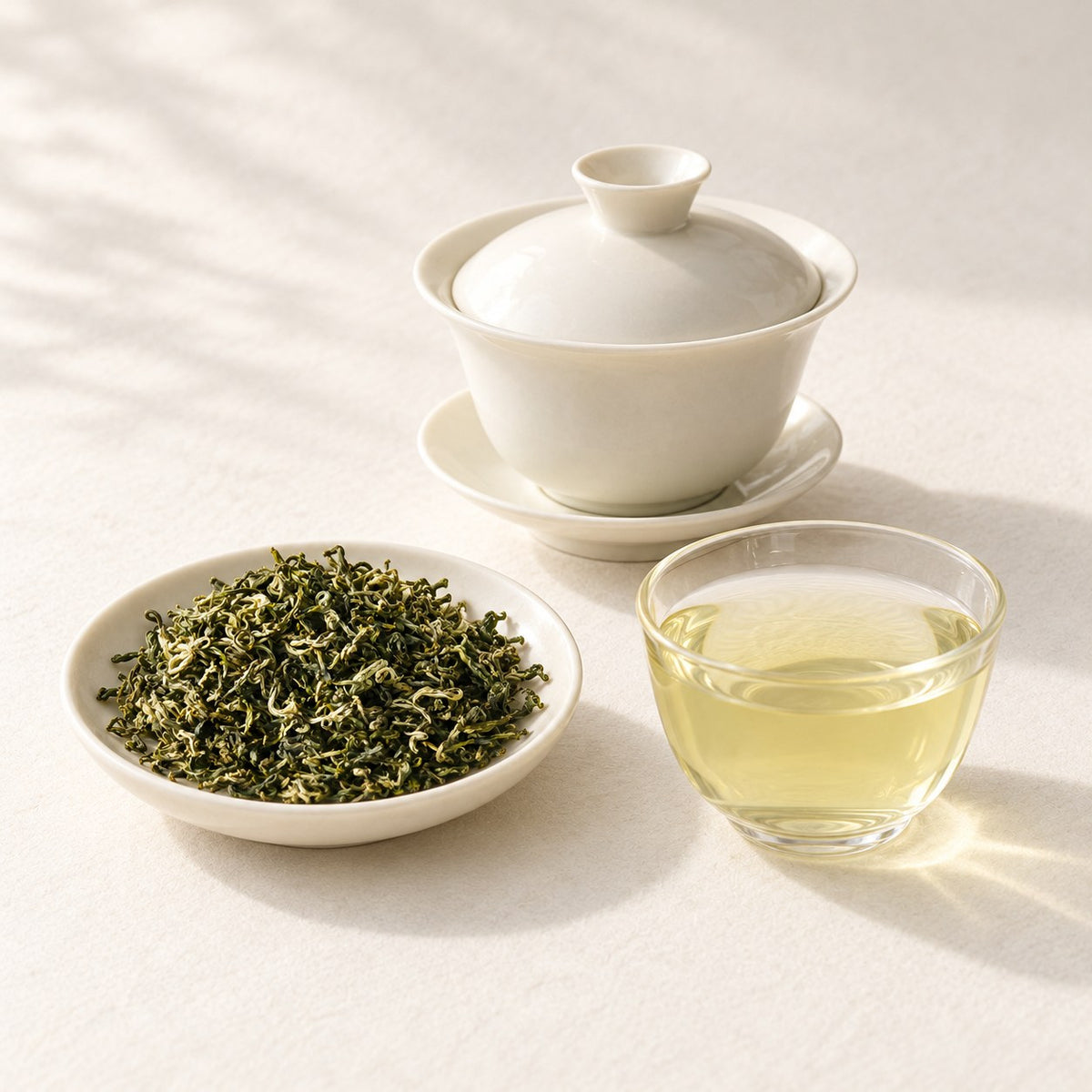 AI brewing scene concept — Duyun Maojian Green Tea — Guizhou