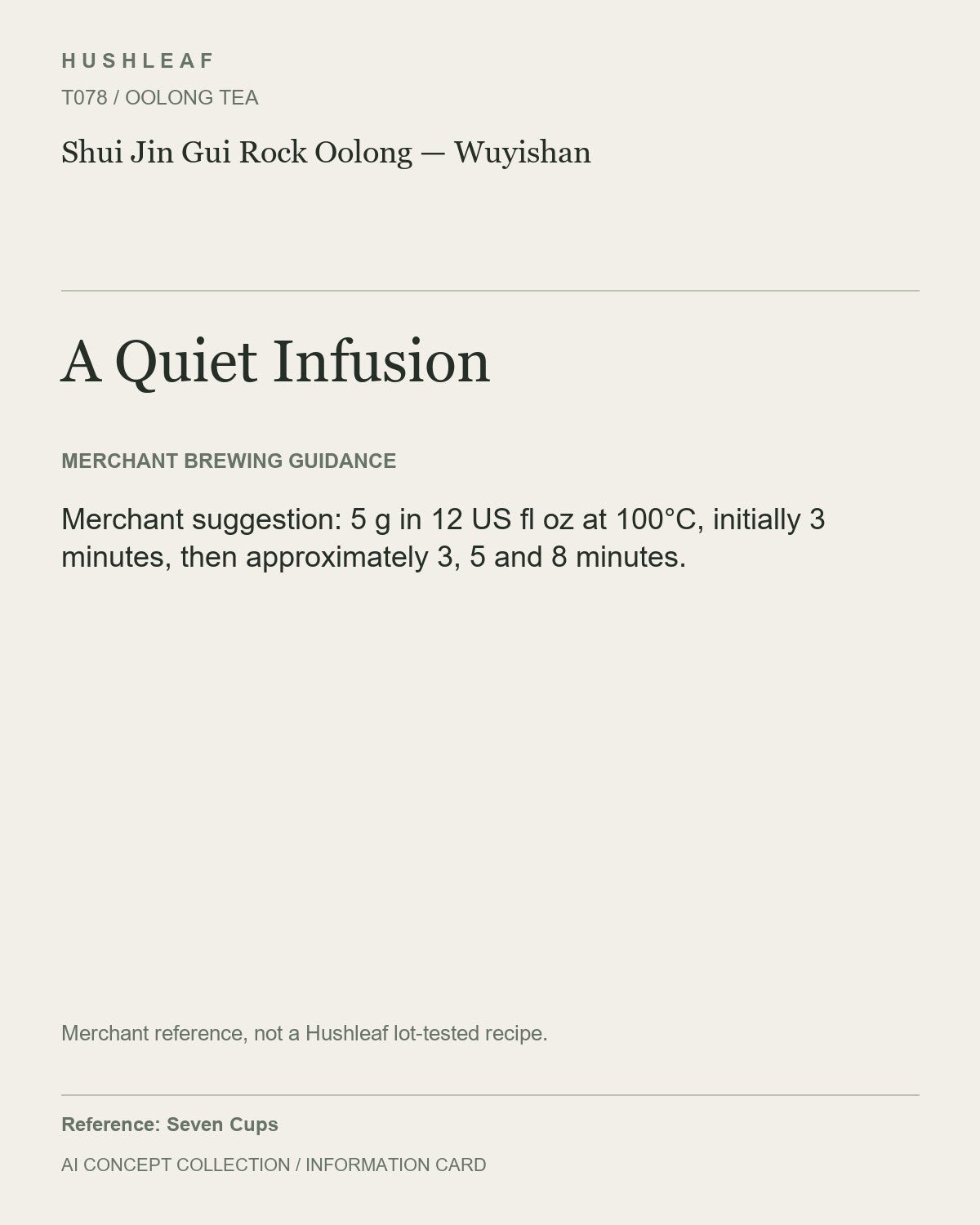 AI concept collection — brewing information card — Shui Jin Gui Rock Oolong — Wuyishan
