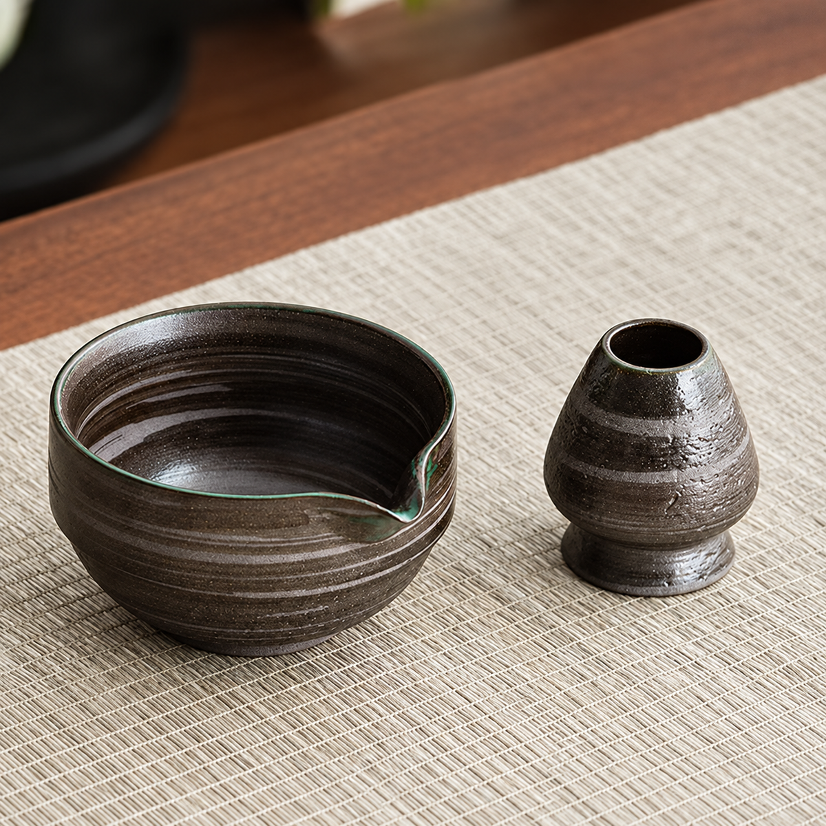 Dark Brown Rings — Bowl & Whisk Stand