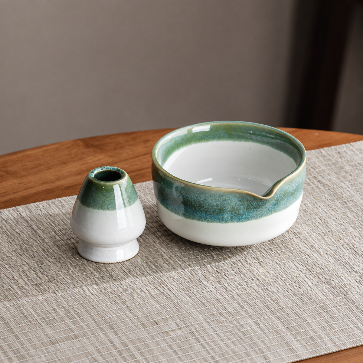 Green & White — Bowl & Whisk Stand
