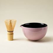Pink with Dark Rim — Bowl & Bamboo Whisk