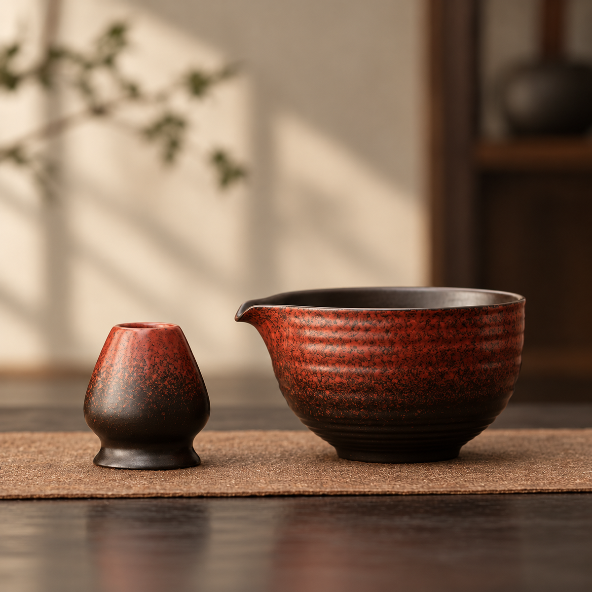 Bowl & holder / Kiln Red