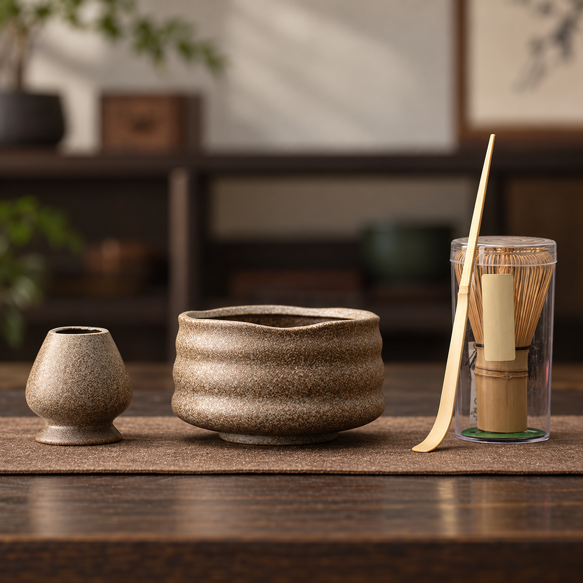 Wave Reef Ochre — Four-Piece Bamboo Whisk Set