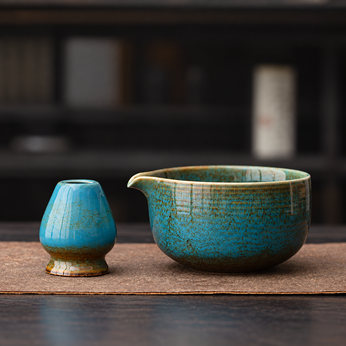 Glaze Blue — Bowl & Whisk Holder