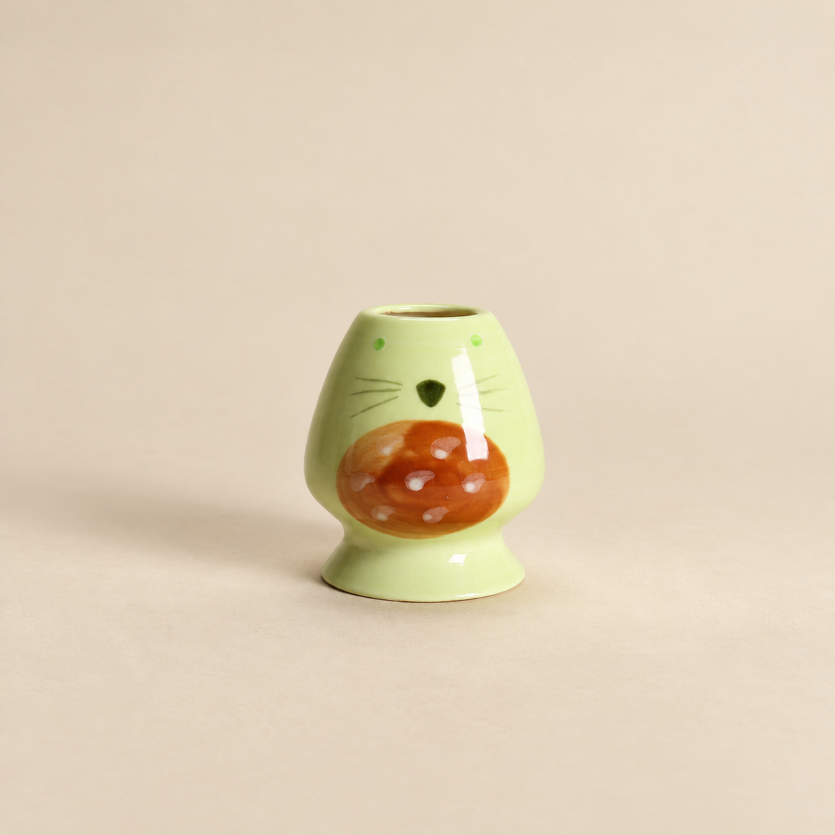 Green Whiskered Motif — Whisk Holder