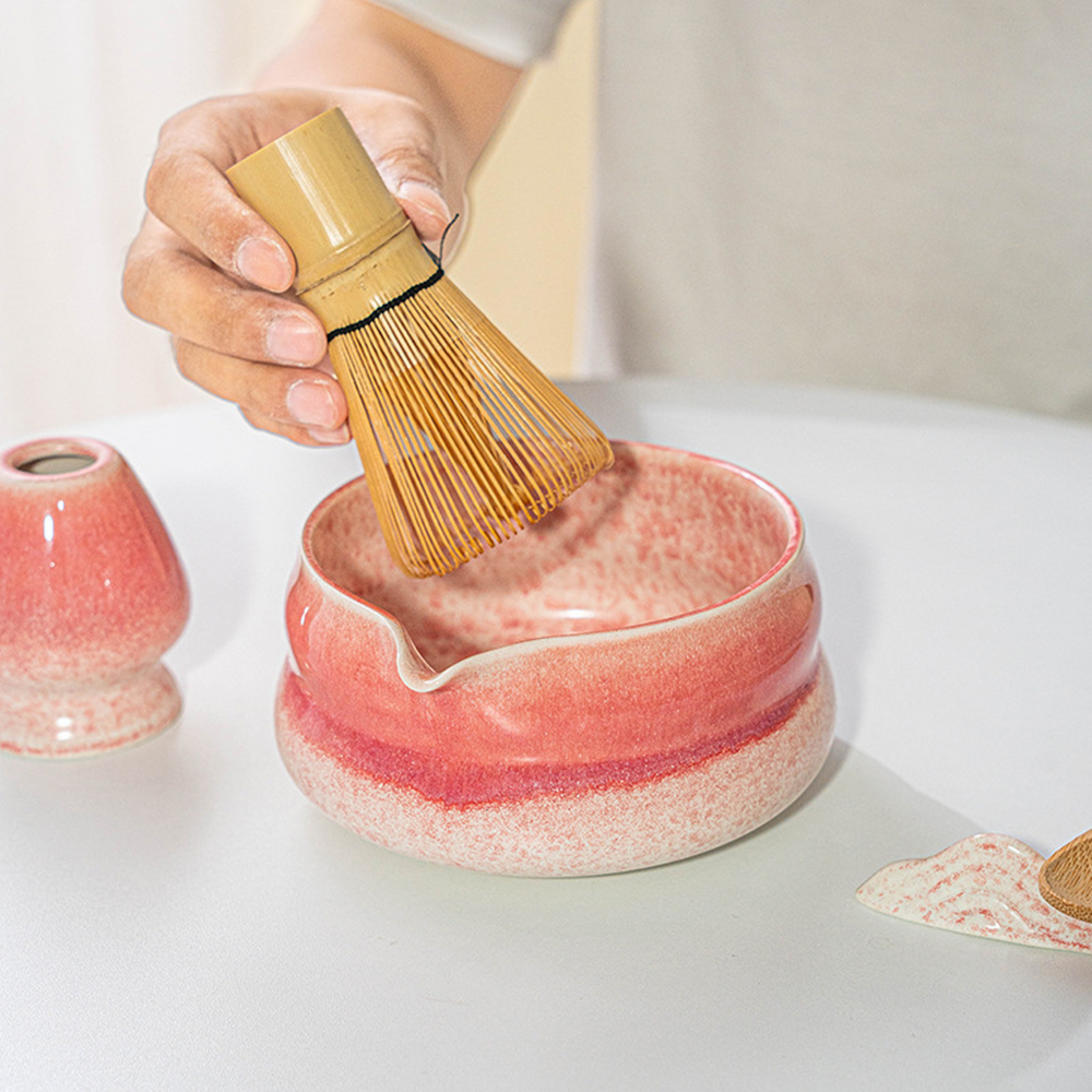 Mottled-Glaze Matcha Bowl & Holder Pairs — image 2