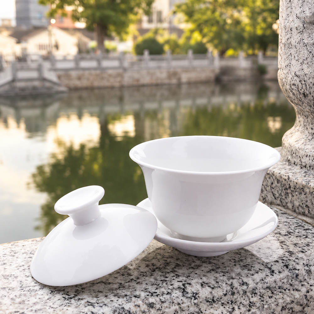White Ceramic Gaiwans & Tasting Cups — image 2