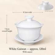 White Gaiwan — 120 ml — With Saucer