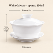White Gaiwan — 150 ml — With Saucer