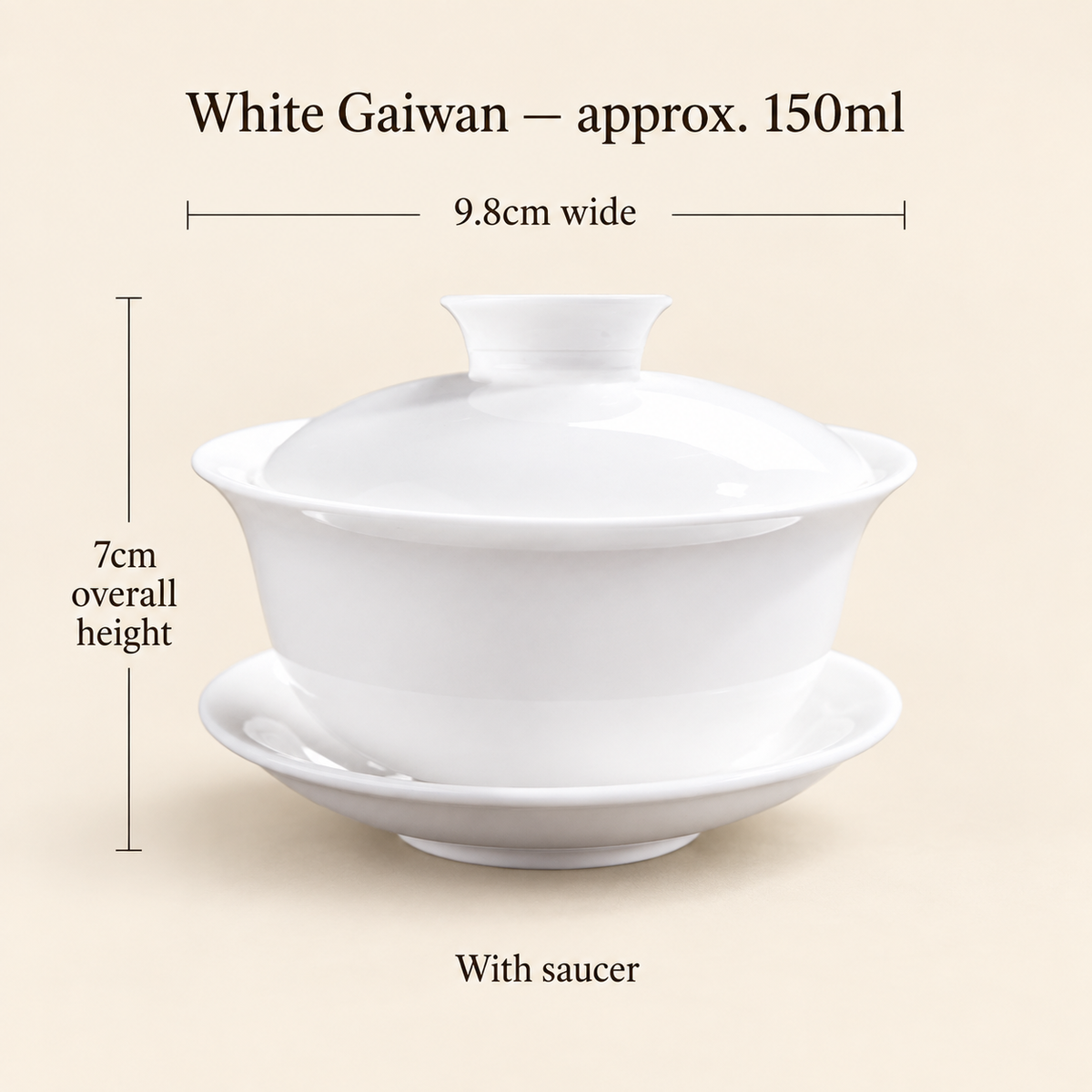 White Gaiwan — 150 ml — With Saucer