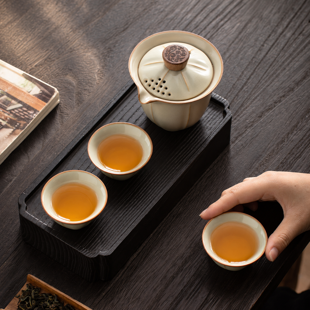 Ivory Crackle-Glaze Tea Brewers & Ritual Pieces — image 2