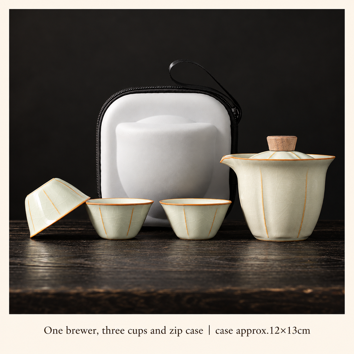 Fluted Tea Brewer Set — Three Cups and Case