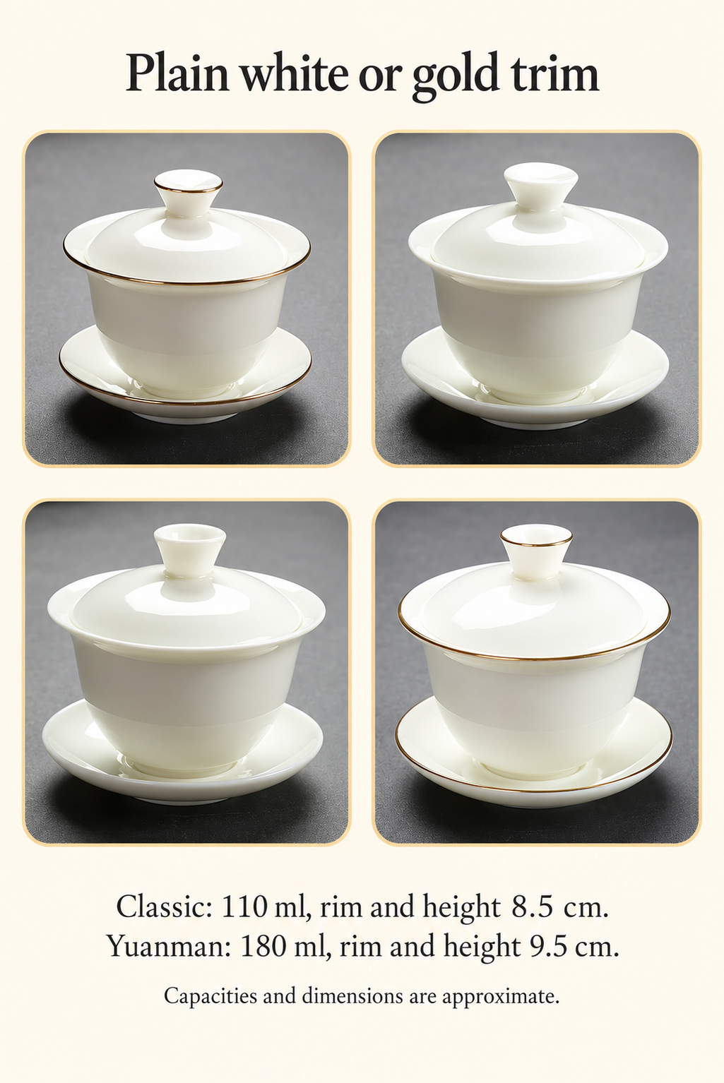 Plain white or gold trim