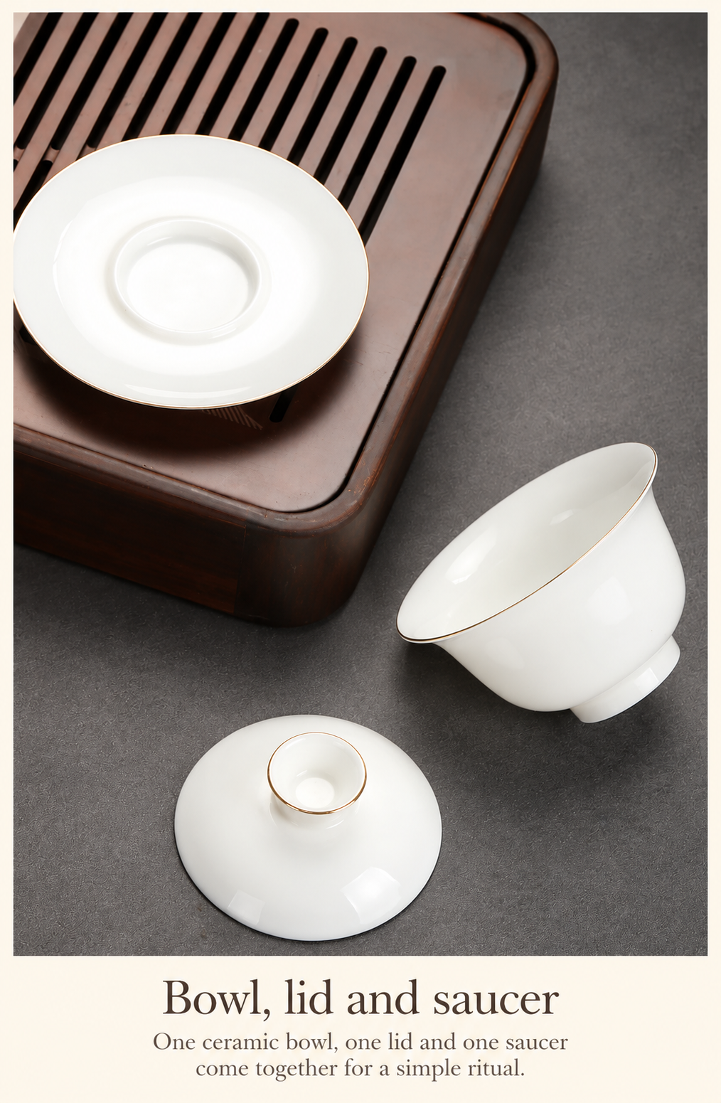 Bowl, lid and saucer