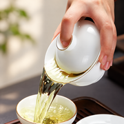 White, Gold-Trim & Illustrated Ceramic Gaiwans — image 5